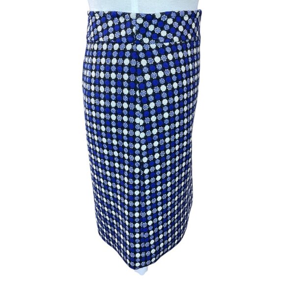 Talbots Wool Blend Blue Polka Dot Tweed A-Line Lined Skirt Back Zip Sz 8 - Picture 2 of 6